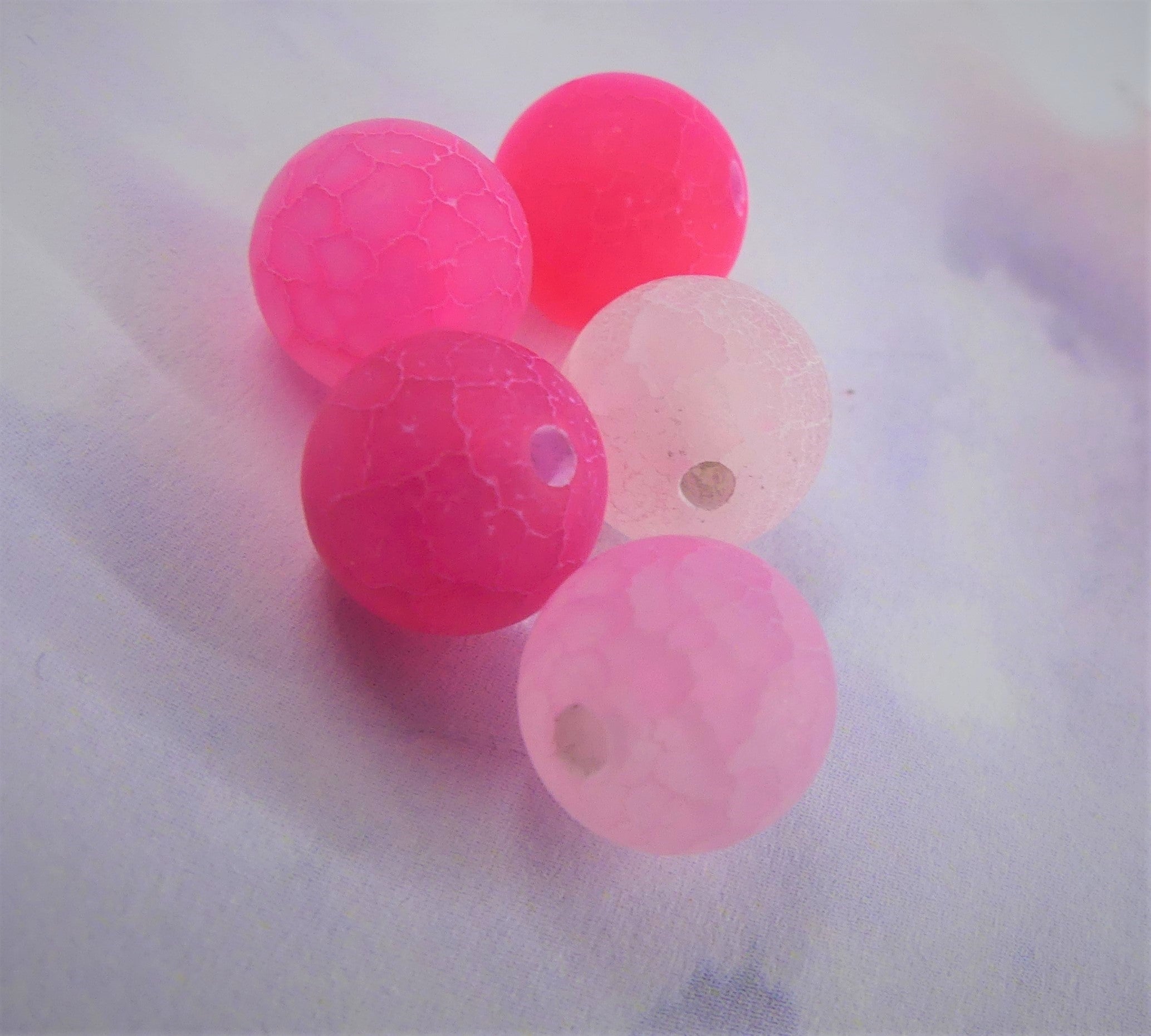 Ronde 8 - Agate de Feu givrée Fuchsia (10 pces)