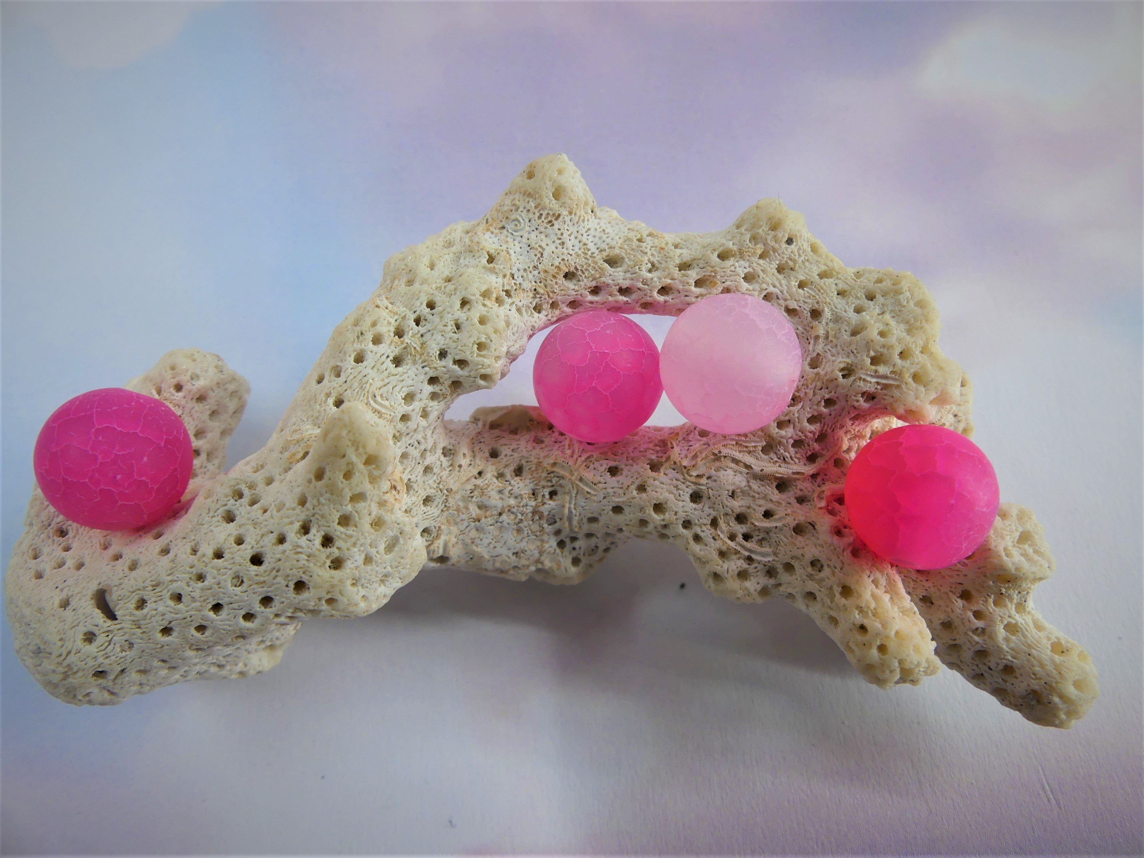 Ronde 10 - Agate de feu Fuchsia givrée (5 pces)