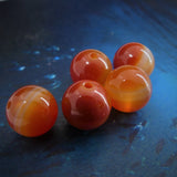 Ronde 10 - Agate naturelle rayée orange-rouge (5 pces)