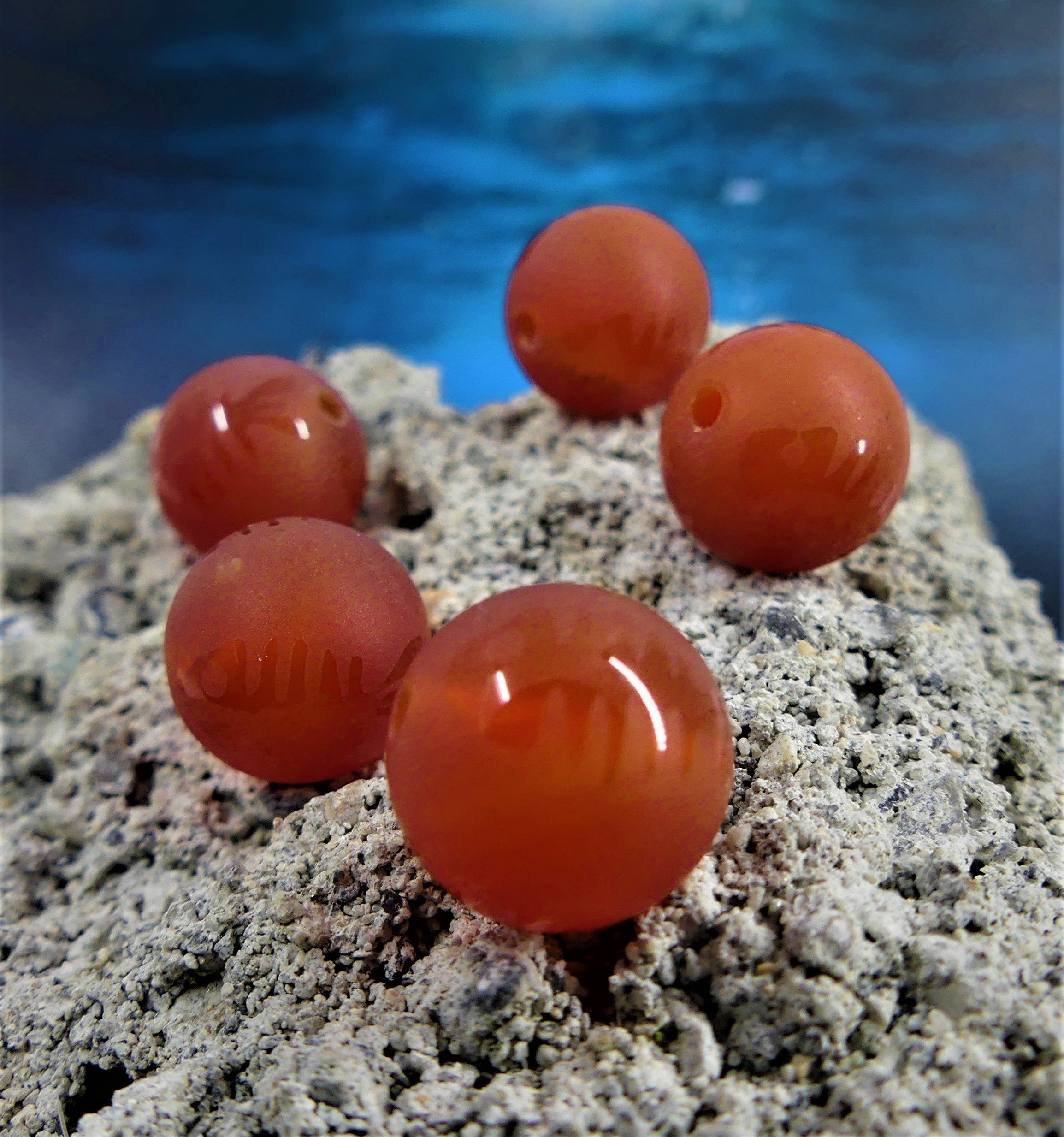 Ronde 12 - Cornaline naturelle givré rouille (5 pces)