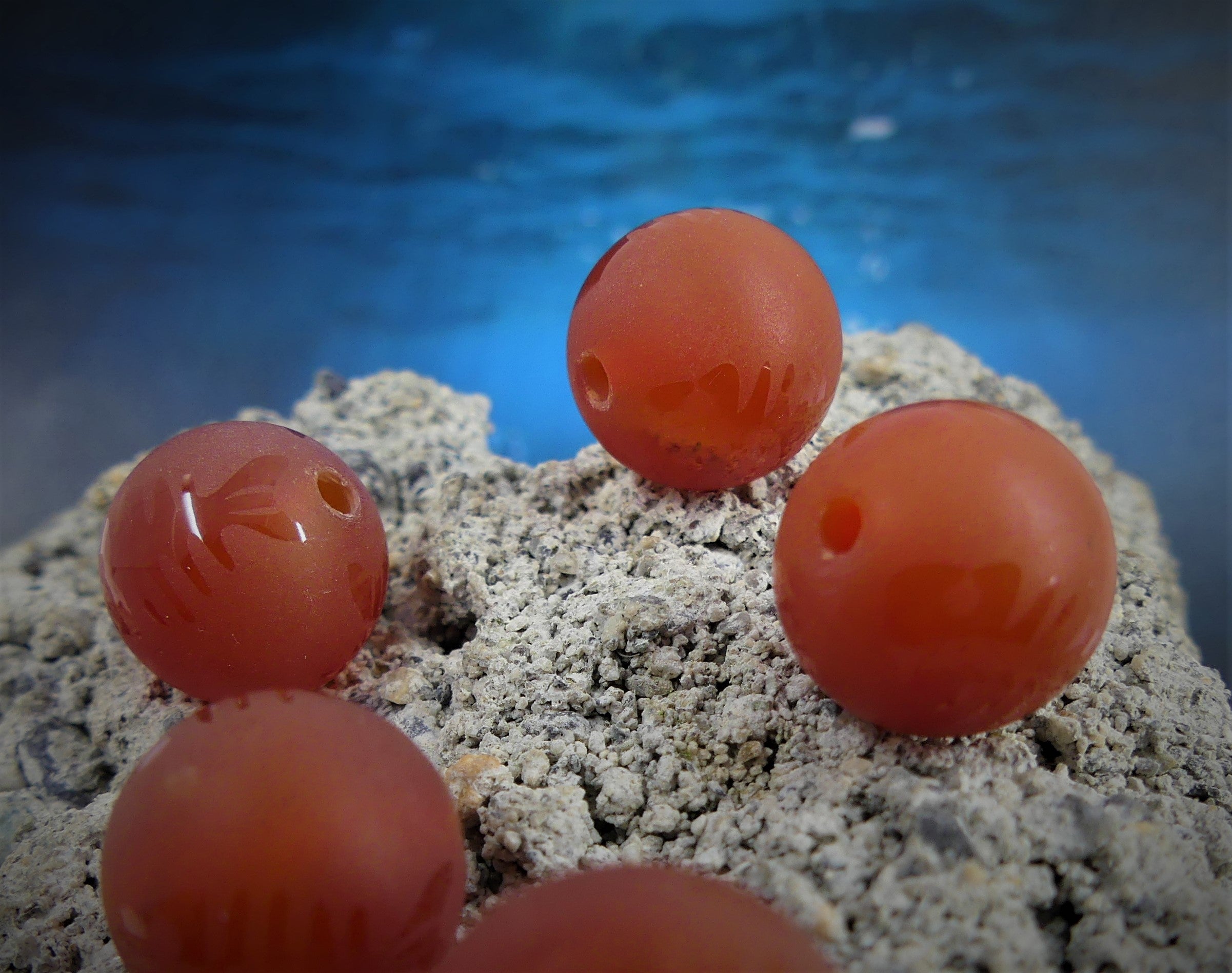 Ronde 12 - Cornaline naturelle givré rouille (5 pces)