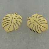 Pendentif feuille de Monstera doré (1 pce)