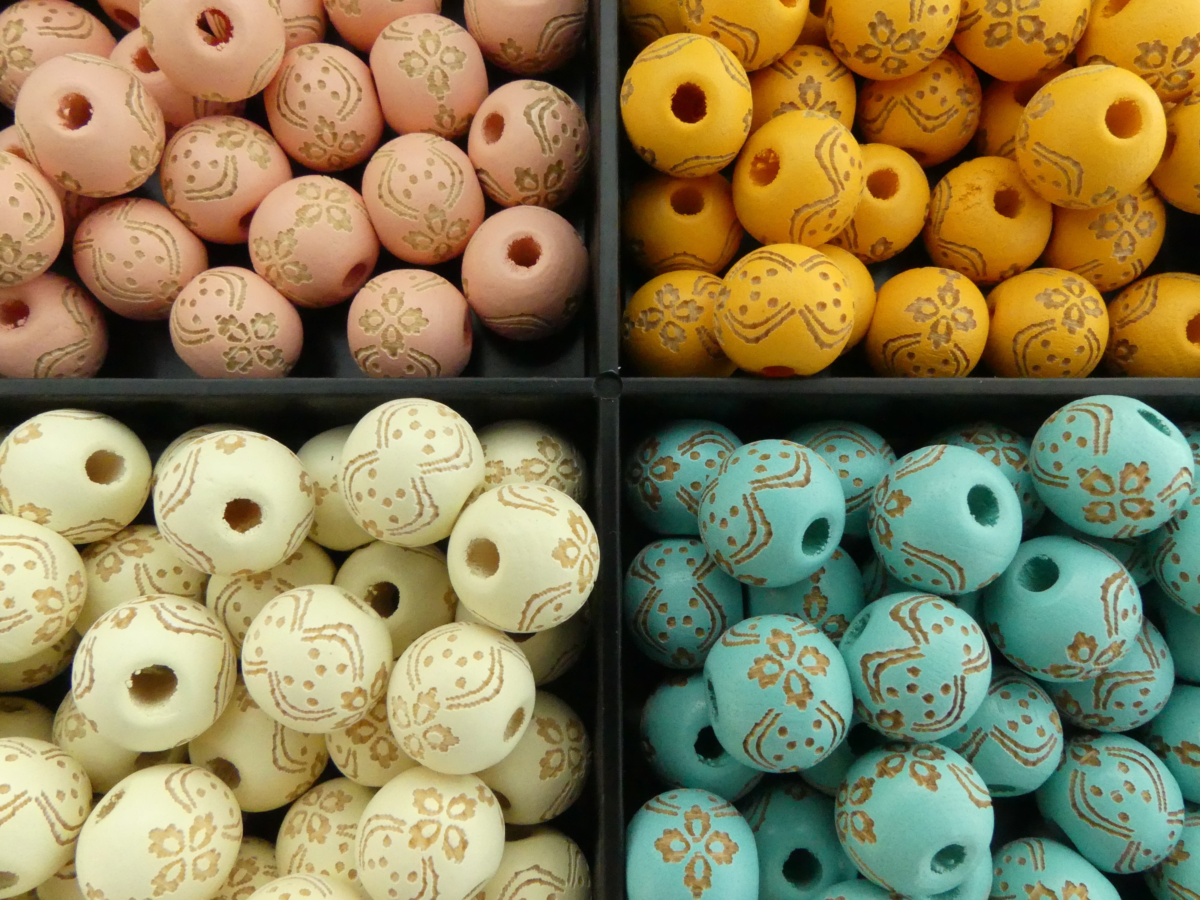 Ronde 10 - Perle en bois - Turquoise (10 pces)