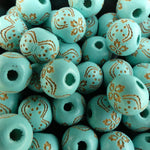 Ronde 10 - Perle en bois - Turquoise (10 pces)