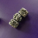 Perle européenne argentée  - colonne fleur de lis (1 pce)