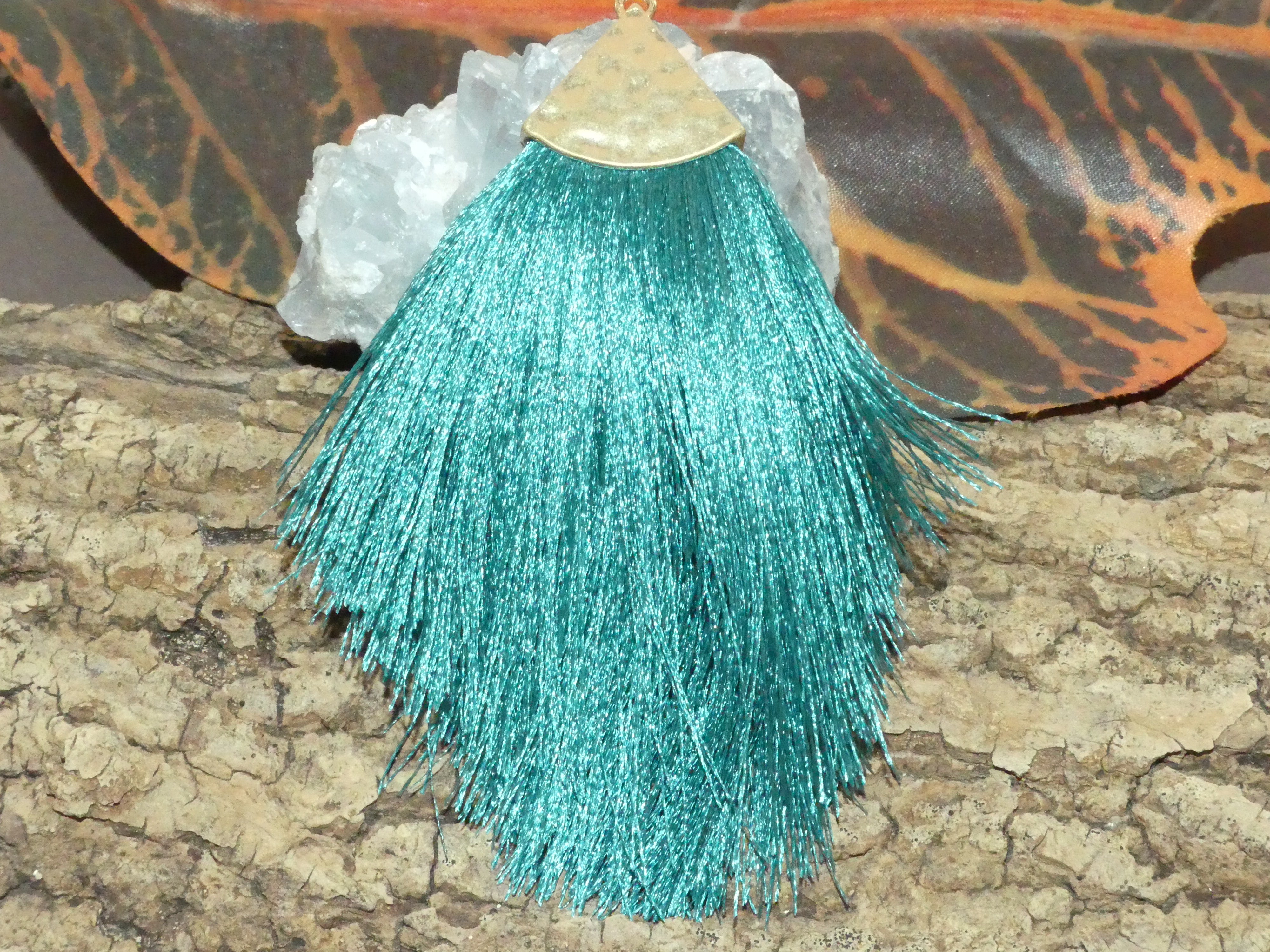 Pendentif - Pompon Sarcelle (1 pce)