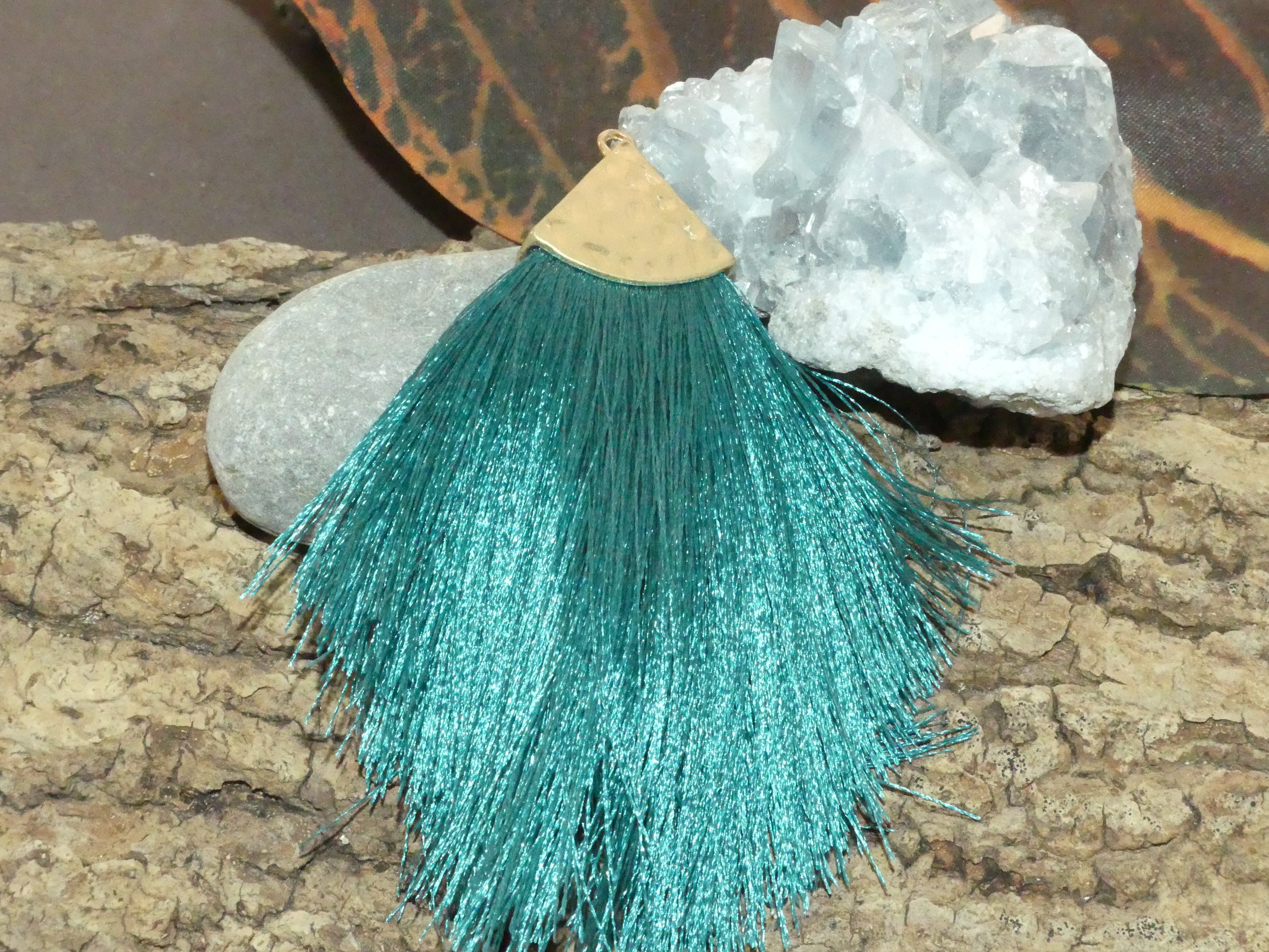 Pendentif - Pompon Sarcelle (1 pce)