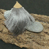 Pendentif - Pompon Gris ( 1 pce)