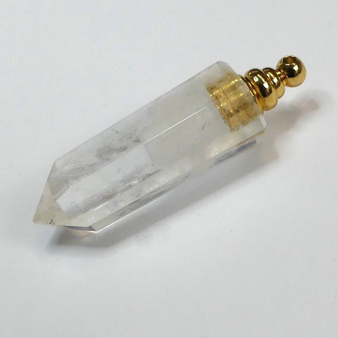 Pendentif et flacon de parfum ouvrable, en quartz naturel - (1 pce)