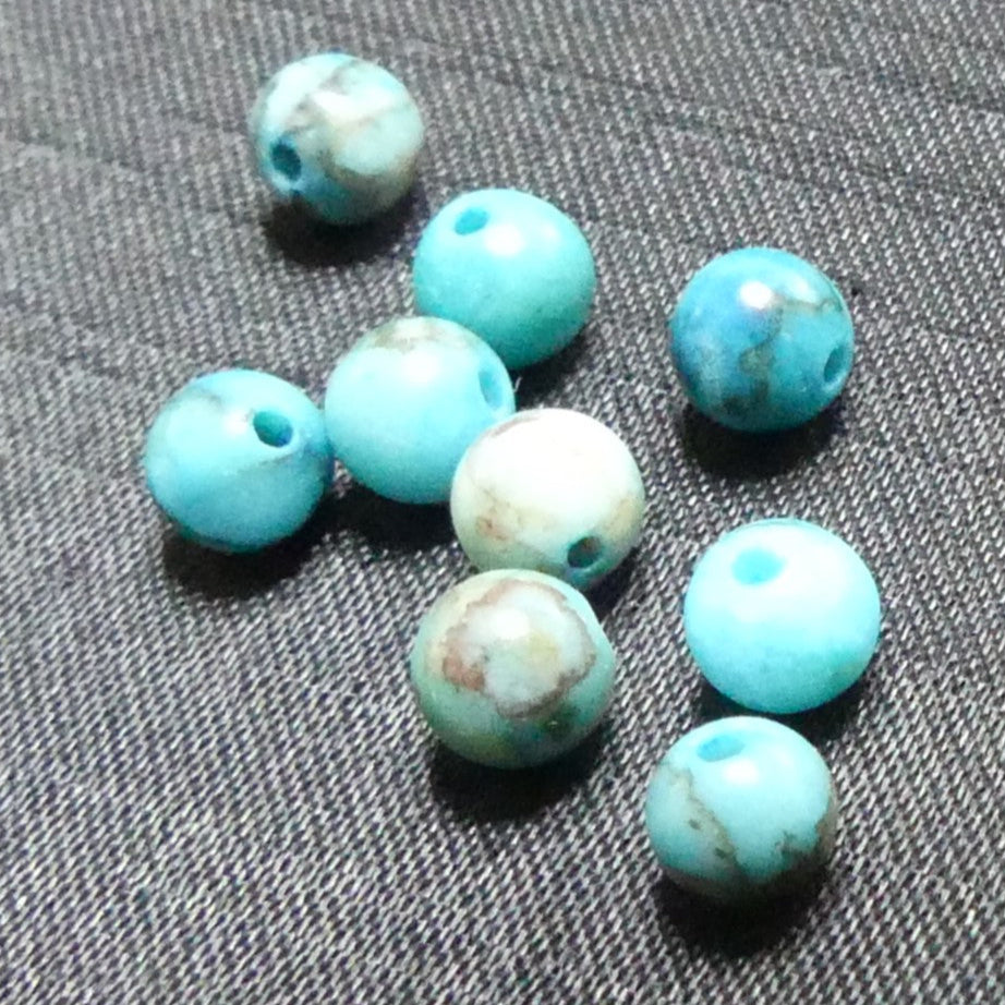 Ronde 6 - Jade naturelle teinte bleu dodger (10Pces)