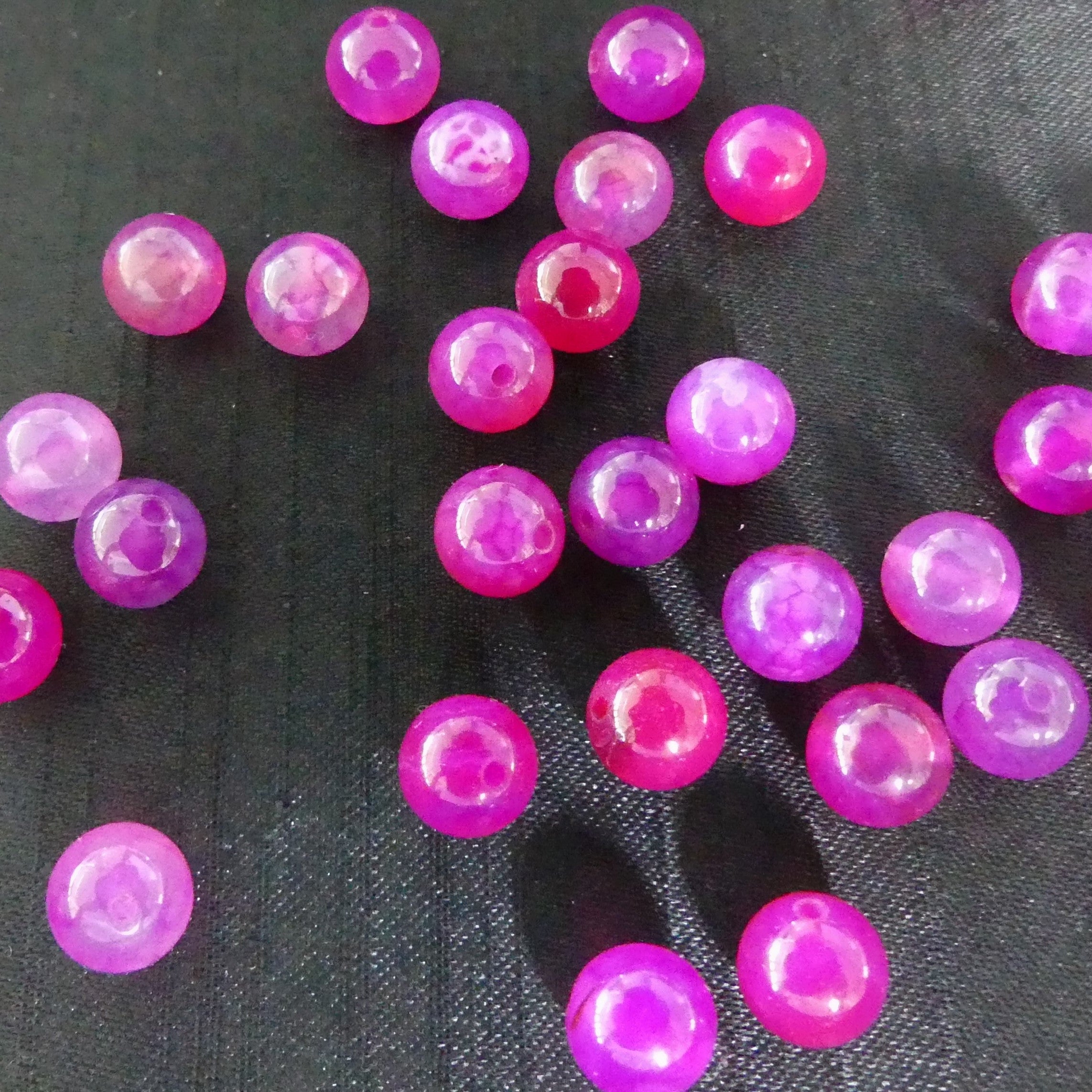 Ronde 8 - Agate naturelle teinte camélia (10 pces)