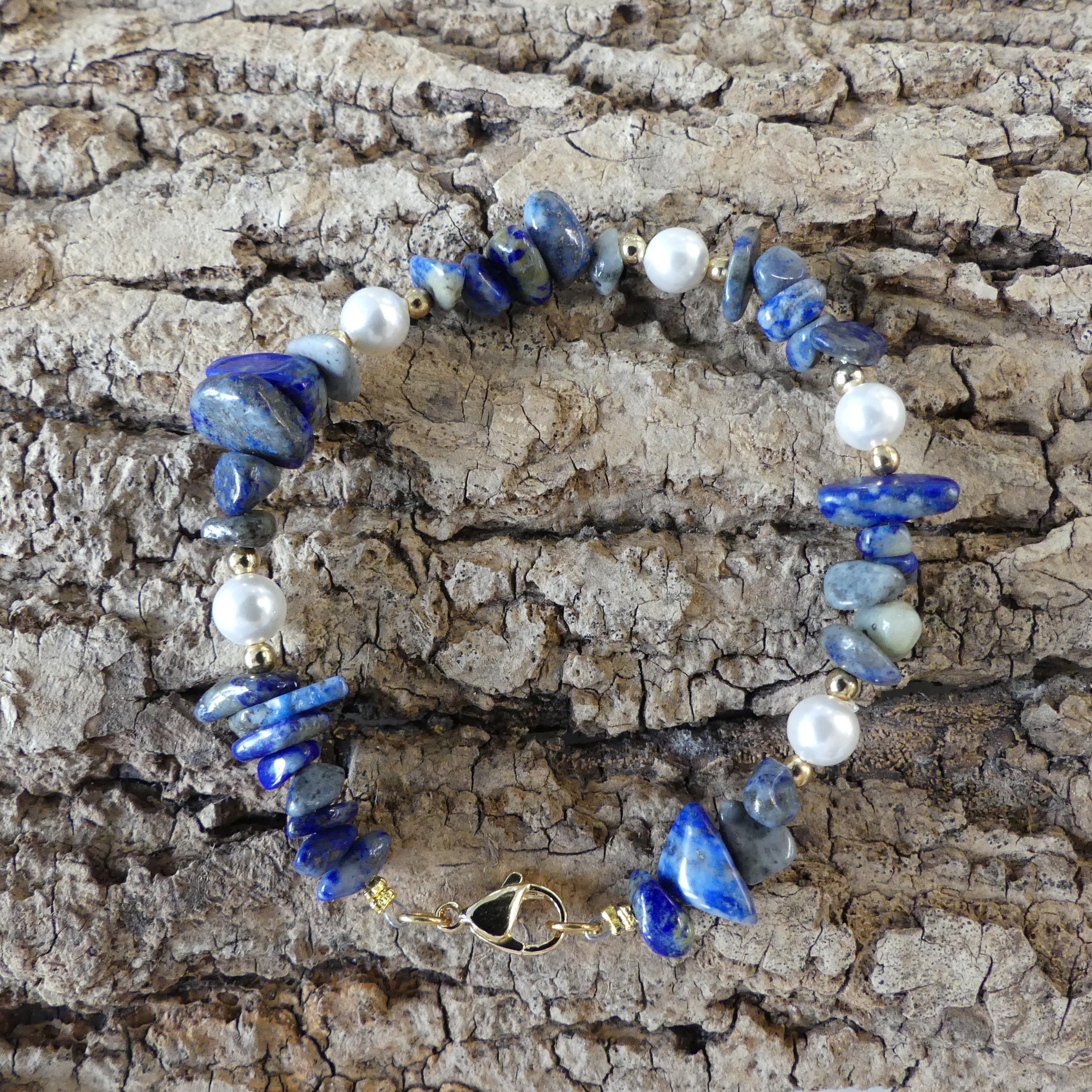 Bracelets en perles de lapis-lazuli naturel (1 pce)