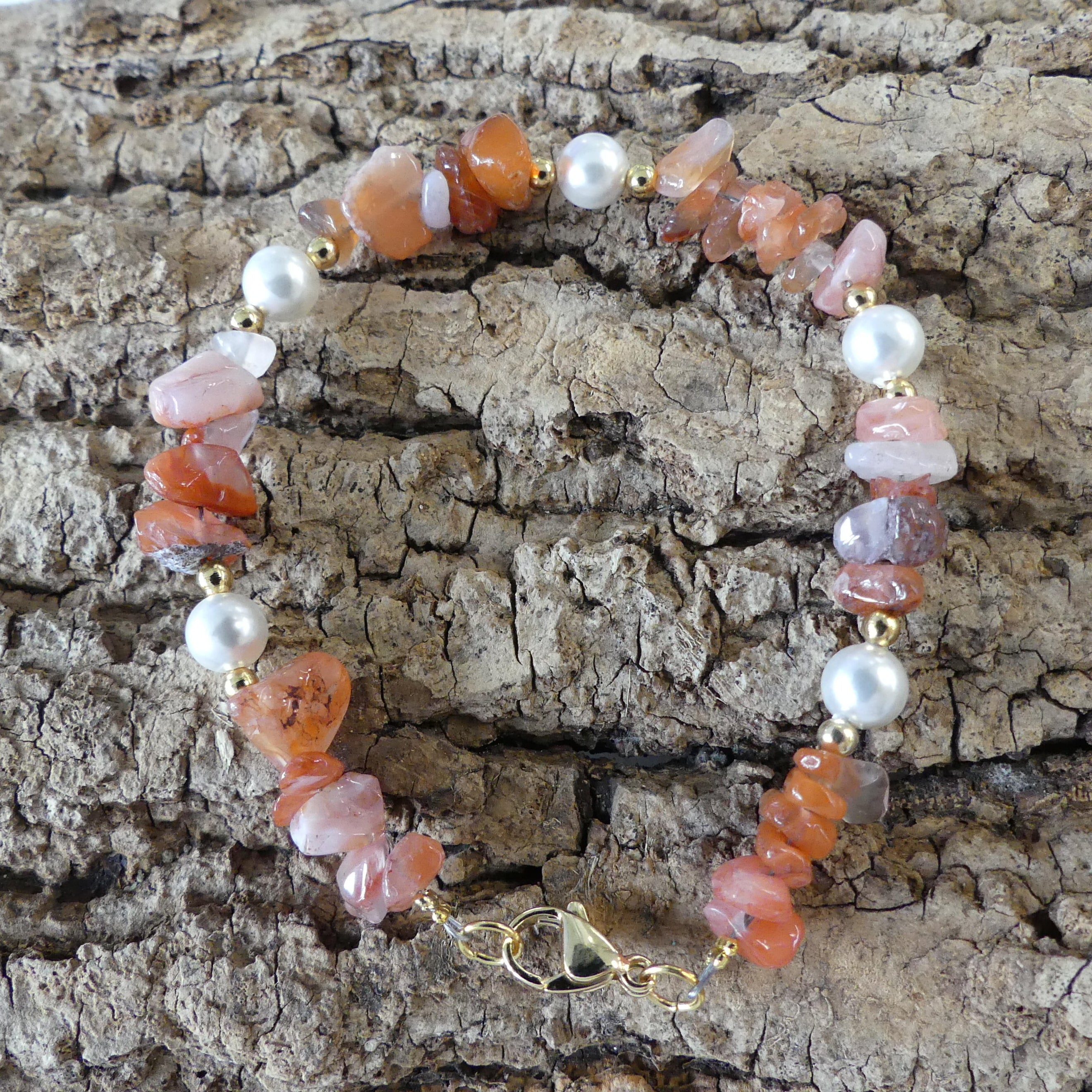 Bracelets en perles d'agate rouge naturelle / cornaline(1 pce)