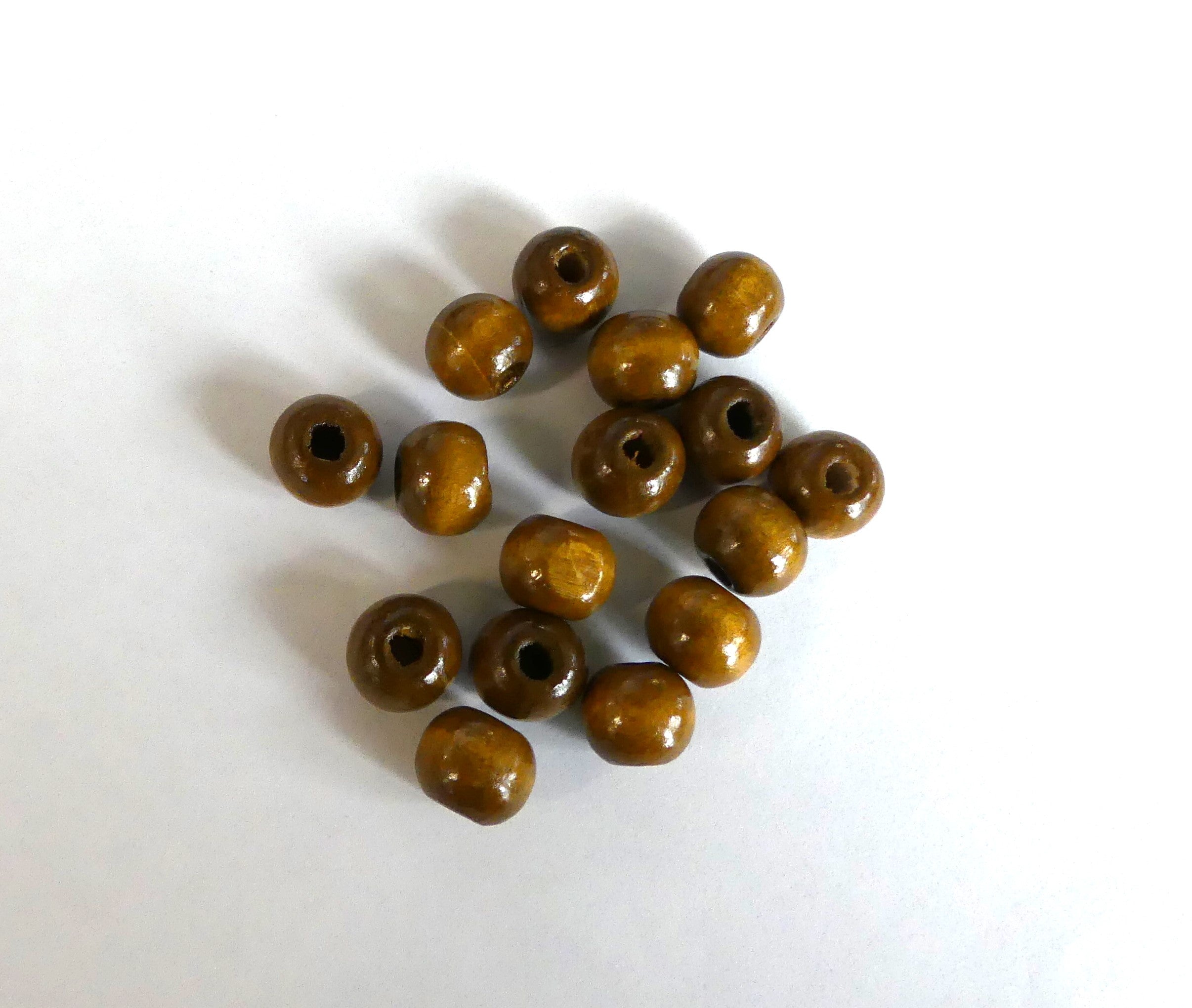 Ronde 10 - Perle en bois naturel marron (10 pces)
