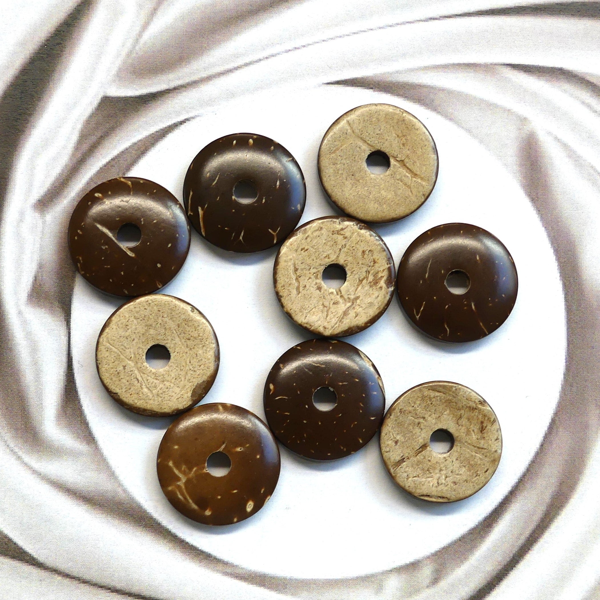 Perle de noix de coco naturelle donut - (20 pces)