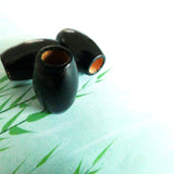 Perles de bois naturel "Tonneau " - Noir  - 5 pces