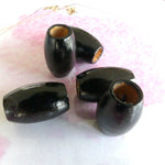 Perles de bois naturel "Tonneau " - Noir  - 5 pces