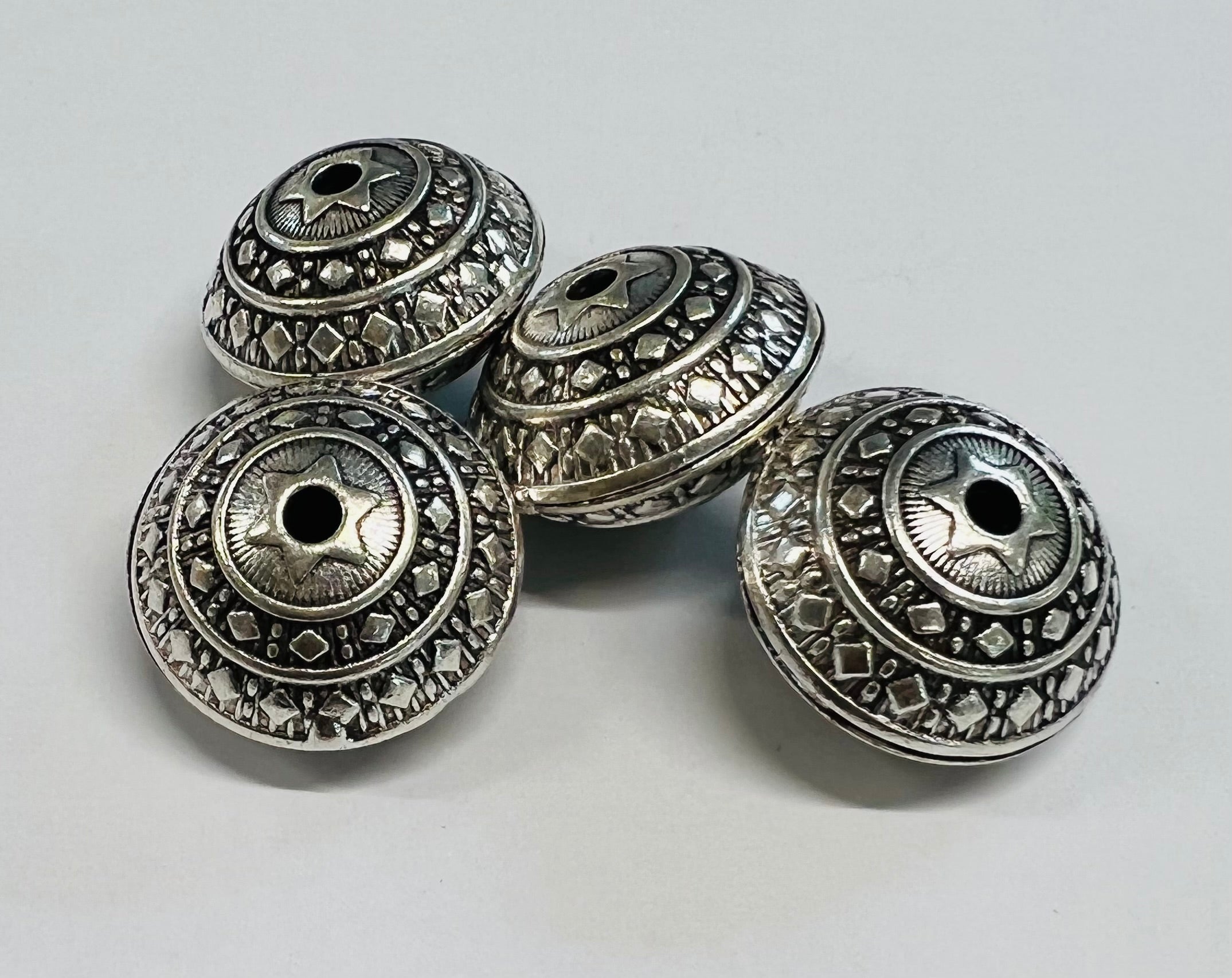 Perle de style tibétain - Soucoupe - couleur Argent Antique (1 pces)