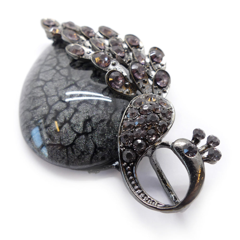 Pendentif Paon - Antique Silver plated Gray Tanzanite