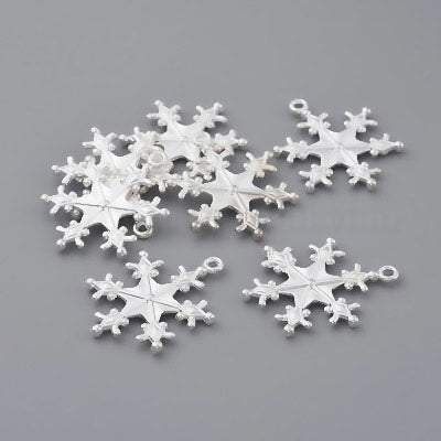 Pendentifs en alliage de zinc de style tibétain, pendentifs flocon de neige, argentée (1 pce)