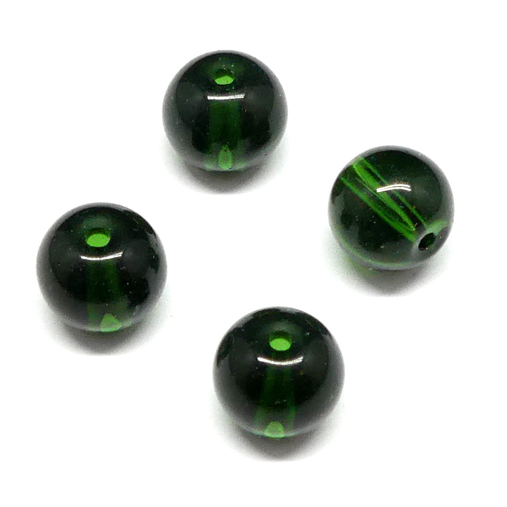 Perle de Verre ronde transparente 8 - Vert foncé ( 10 pces)