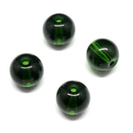 Perle de Verre ronde transparente 8 - Vert foncé ( 10 pces)