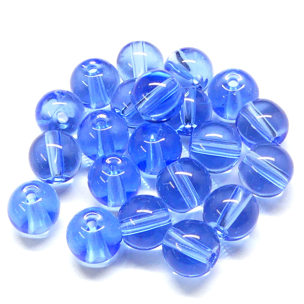 Perle de Verre ronde transparente 8 - Bleuet (10 pces)