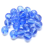 Perle de Verre ronde transparente 8 - Bleuet (10 pces)