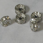 Rondelle perles intercalaires en acier inoxydable avec strass - (2 pces)