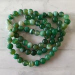 Ronde 10 - Agate naturelle rayée vert d'eau moyen (5 pces) 