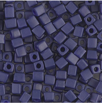 Perle carrée - Bleu Royal métallisé mat (4mm)