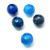 Ronde 10 - Agate naturelle teint facette bleu canard (5 pces)