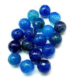 Ronde 10 - Agate naturelle teint facette bleu canard (5 pces)