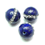 Ronde 12 - Agate naturelle bleu strass (1 pce)