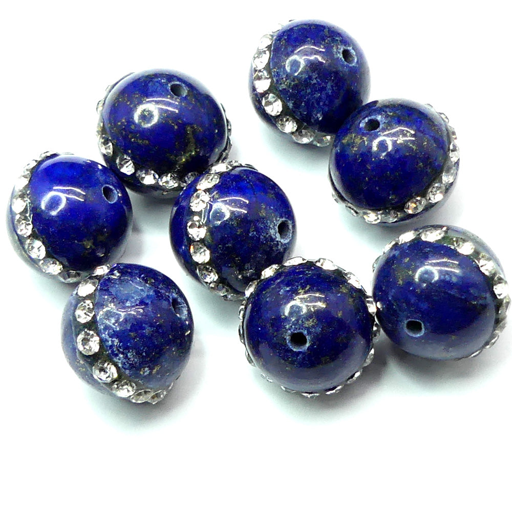 Ronde 12 - Agate naturelle bleu strass (1 pce)