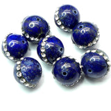 Ronde 12 - Agate naturelle bleu strass (1 pce)