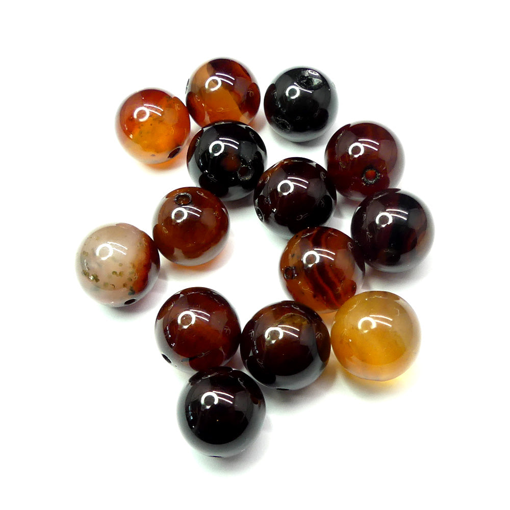 Ronde 12 - Agate naturelle teint brun (5 pces)