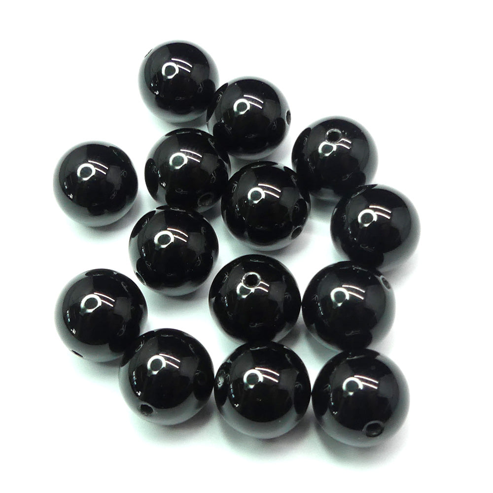 Ronde 12 - Agate naturelle noire (5 pces)