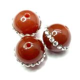 Ronde 12 - Agate naturelle Darkred strass (1 pce)