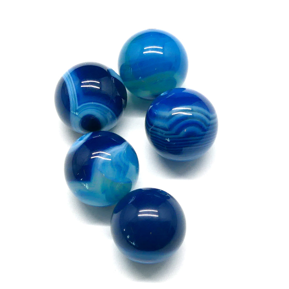 Ronde 14 - Agate naturelle rayée bleue (3 pces)