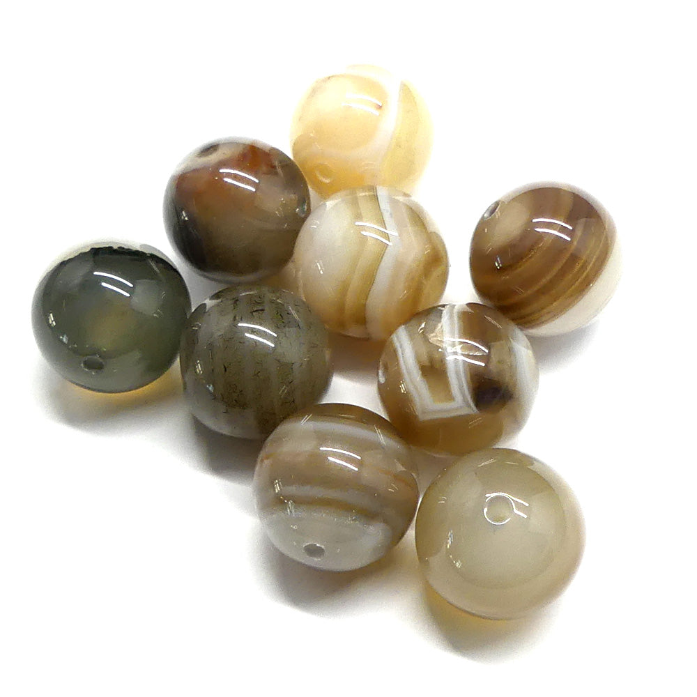 Ronde 14 - Agate naturelle botswana (3 pces)