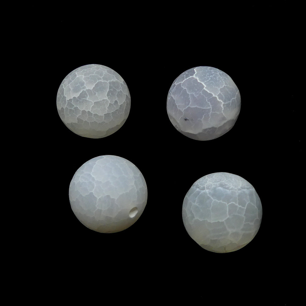 Ronde 14 - Agate naturelle craquelée blanche (3 pces)
