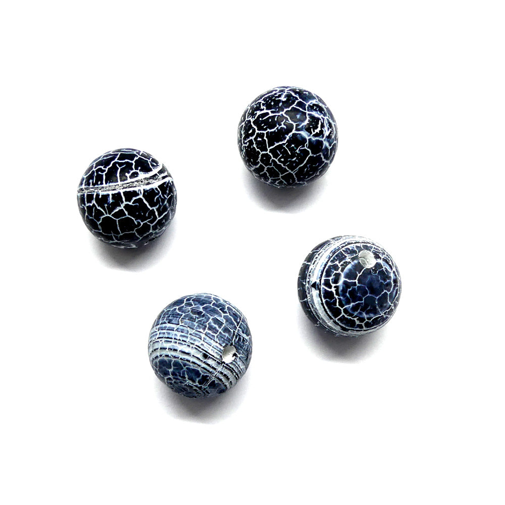 Ronde 14 - Agate naturelle craquelée noire (3 pces)