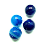 Ronde 14 - Agate naturelle rayée dodgerblue (3 pces)