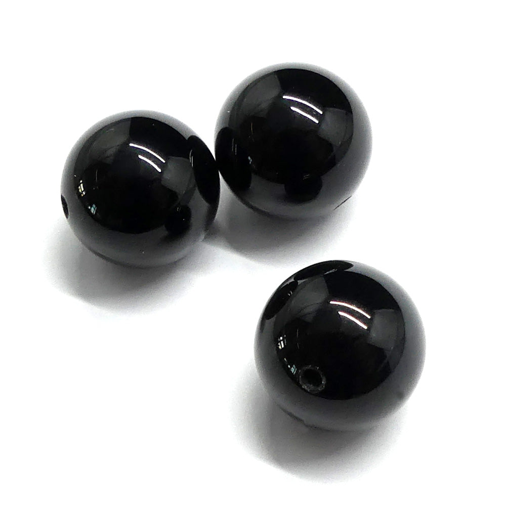 Ronde 14 - Agate naturelle teint noir (3 pces)