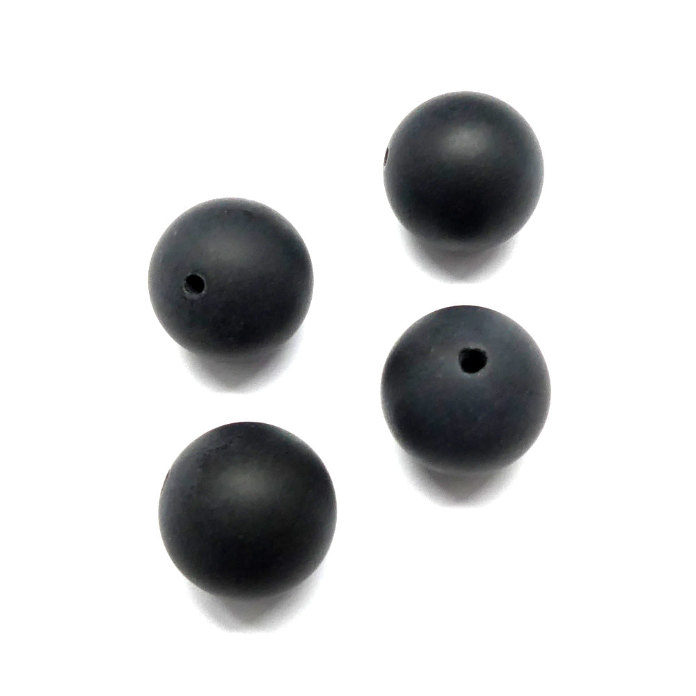 Ronde 14 - Agate naturelle givrée noire (3 pces)