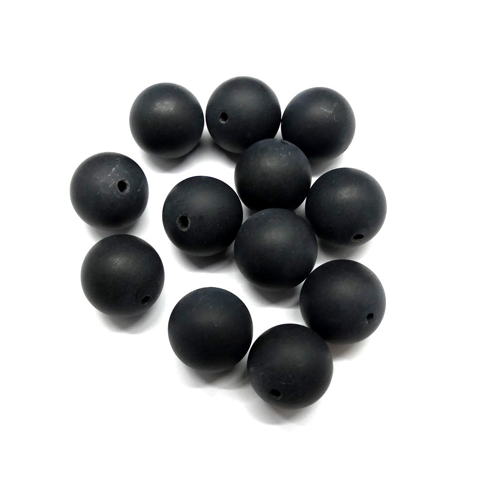 Ronde 14 - Agate naturelle givrée noire (3 pces)