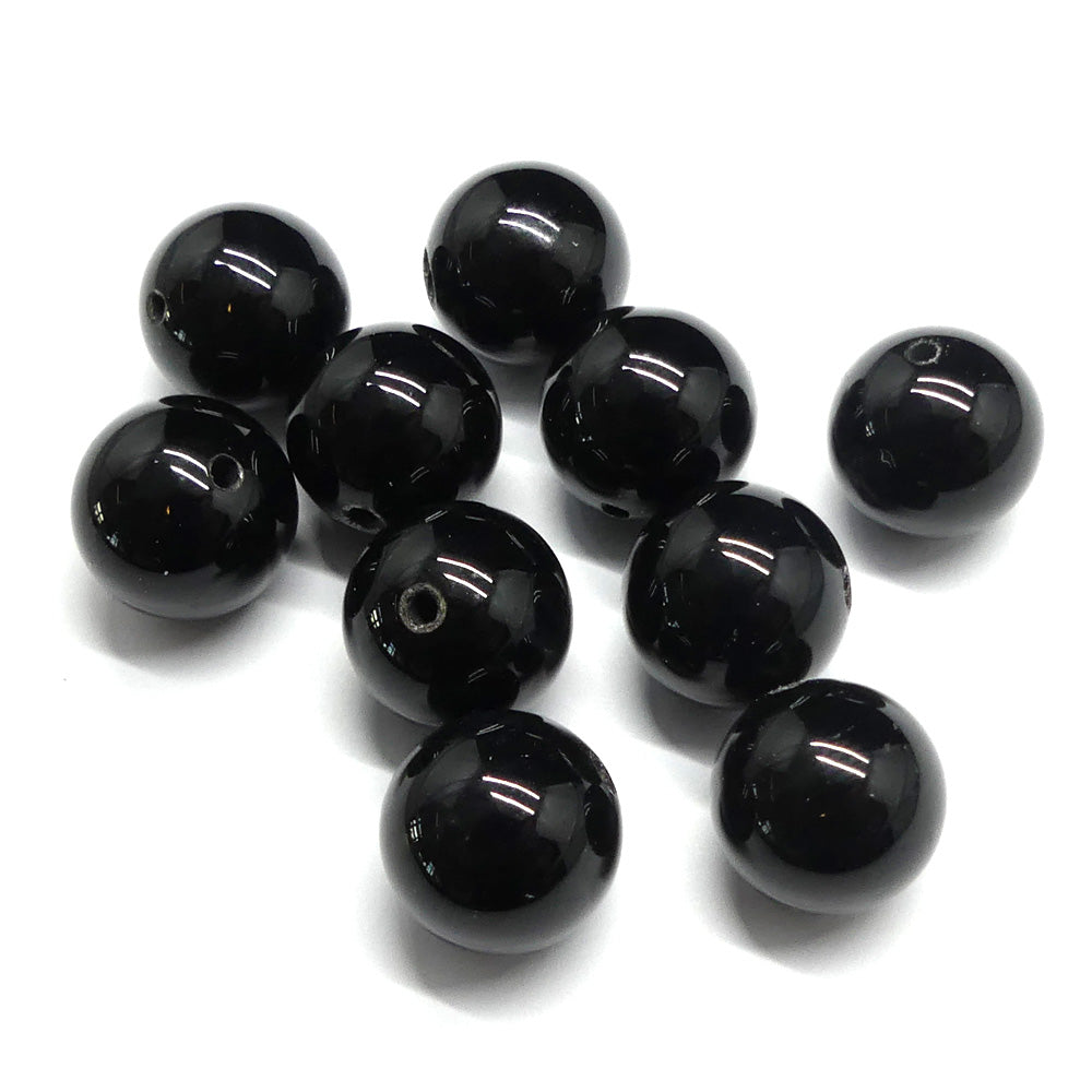 Ronde 14 - Agate naturelle teint noir (3 pces)