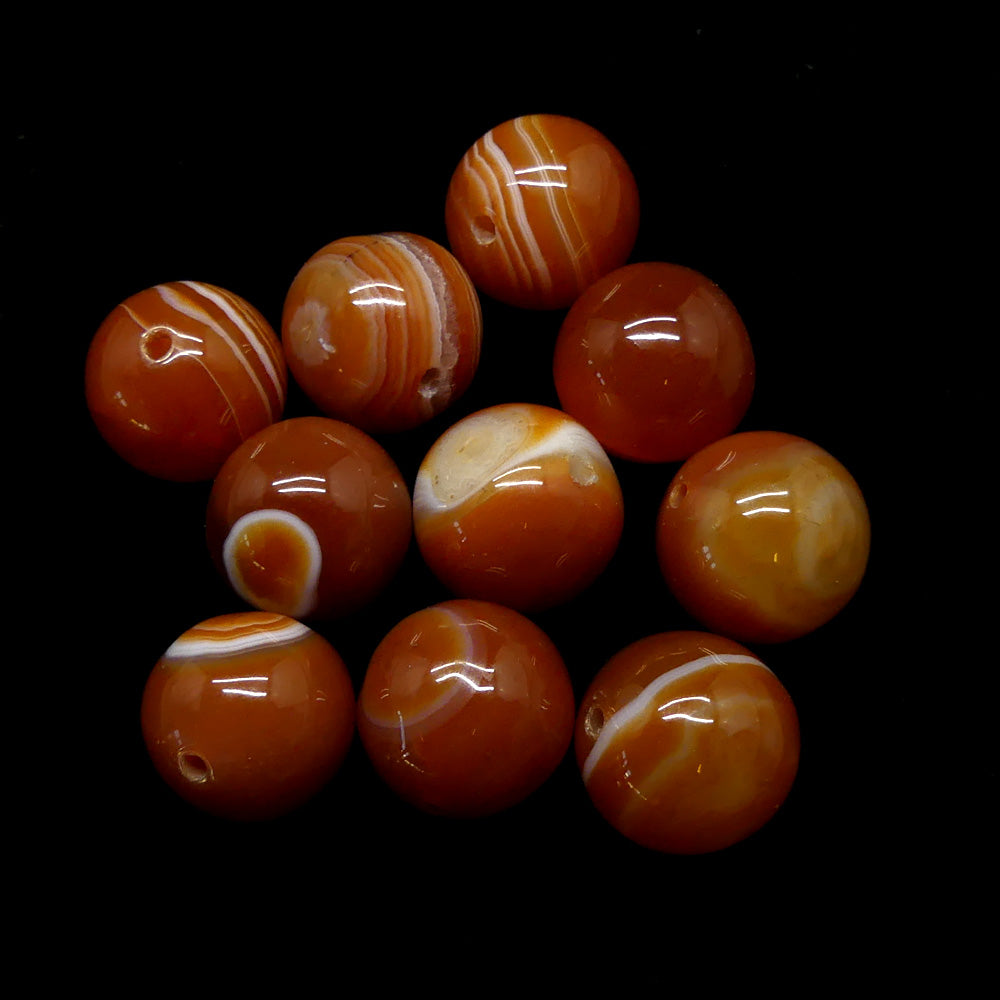 Ronde 14 - Agate naturelle sardonix orange (3 pces)