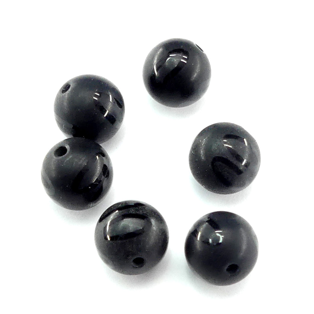 Ronde 8 - Agate naturelle teint noir à rayures ( 10 pces)